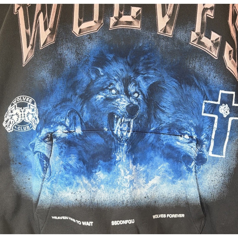 NWT Darc Sport NFGU‎ Wolves From Above Vintage Black Hoodie Mens 478-1000 Medium